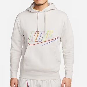 Nike Club Fleece Rainbow Outline Hoodie Pullover Small Streetwear Sporty Cozy